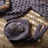 hand knitted lavender bonnet for kids and babies