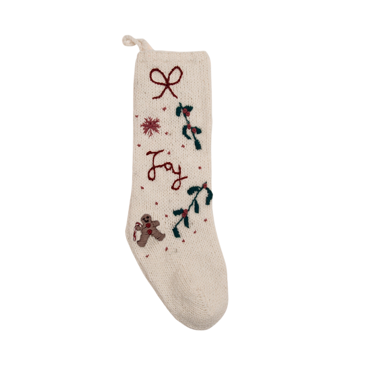 Shirley Bredal クリスマス ソックス Gingerbread Stocking - Cream White Knitted Woolen Christmas Decor